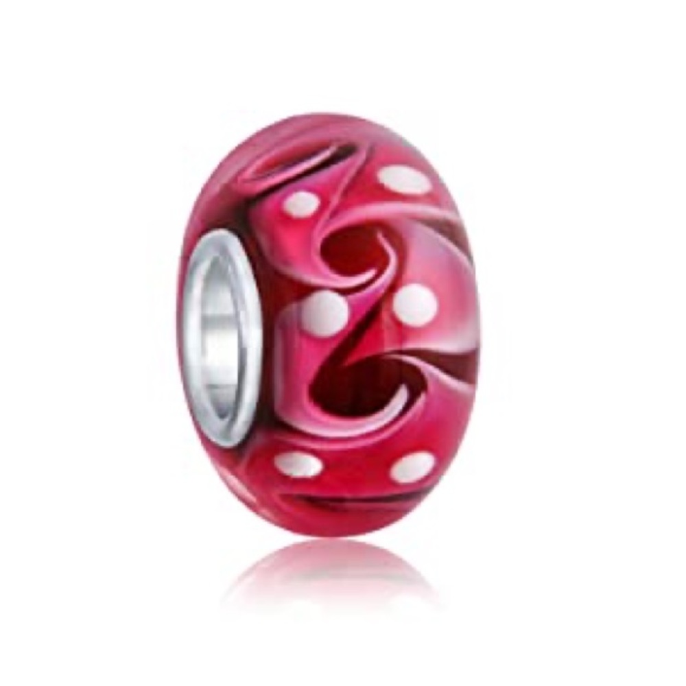 Swirl Murano Pink Glass Charm Bead